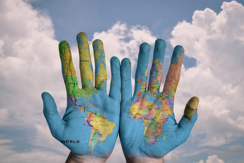 Surreal Hand Globe World Map